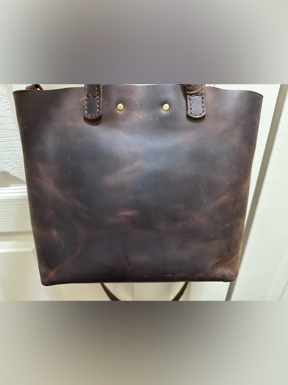 Portland Leather Goods Mini Crossbody Tote Grizzly Smooth Leather - Picture 6 of 8